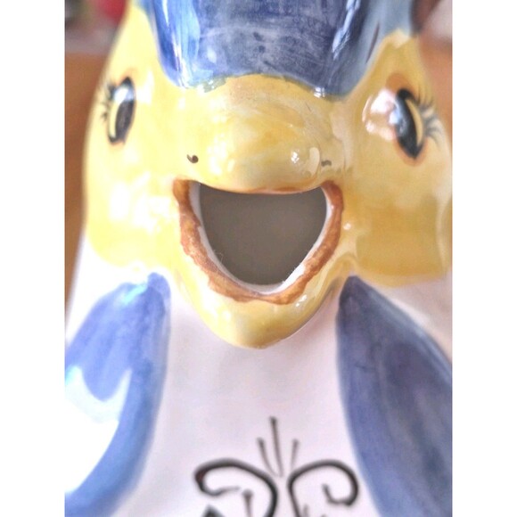 Vtg WILLIAMS SONOMA Ceramic Rooster Pitcher Made n Italy Hand Painted 8ish" Tall - Picture 5 of 10